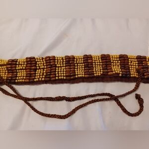 Raj Brown and Yellow Hand Beaded Women Belt